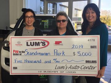 Lum's Dodge Chrysler Jeep Scandinavian Park donation